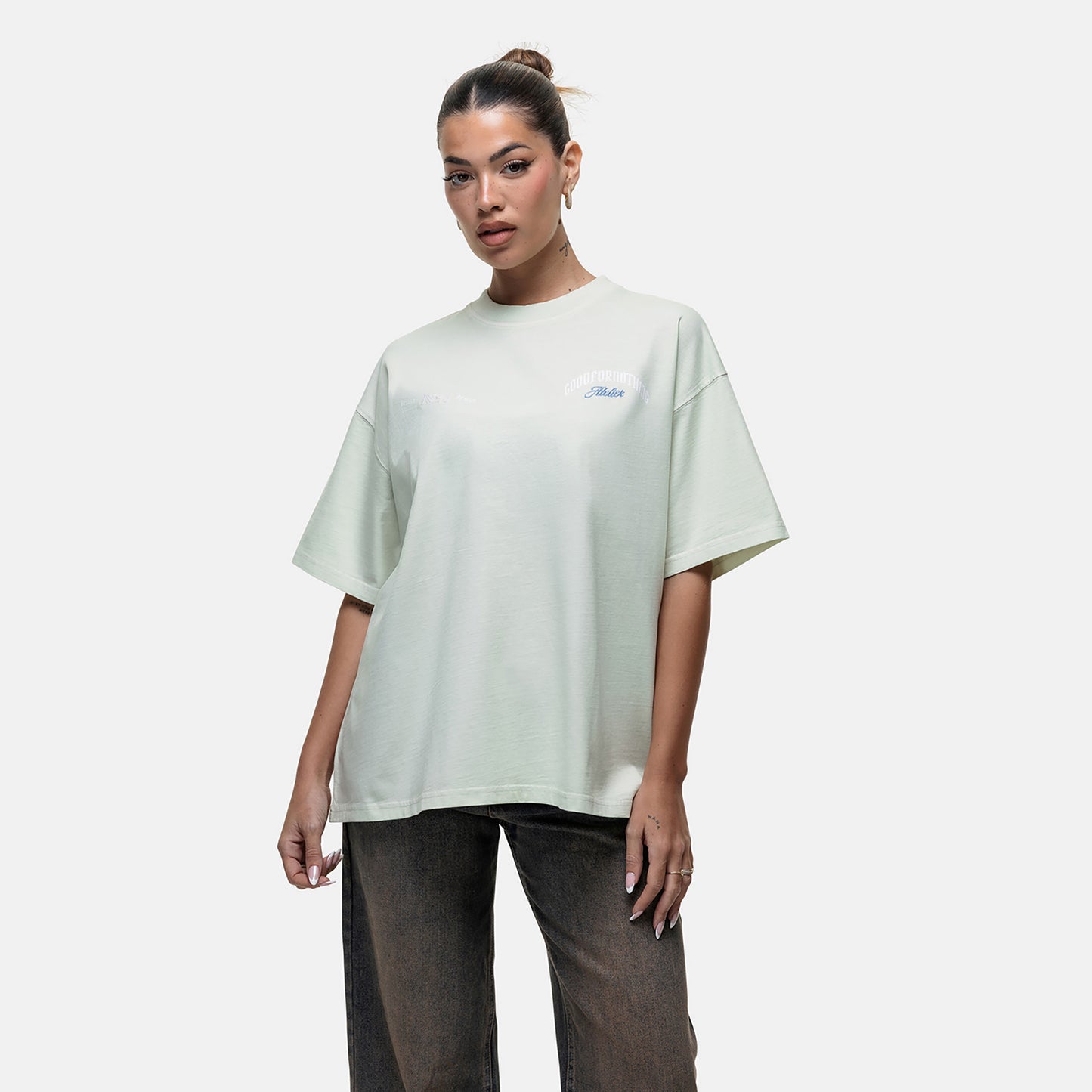 Good For Nothing White Graphic Back Print Oversized T-shirt - White Image 1
