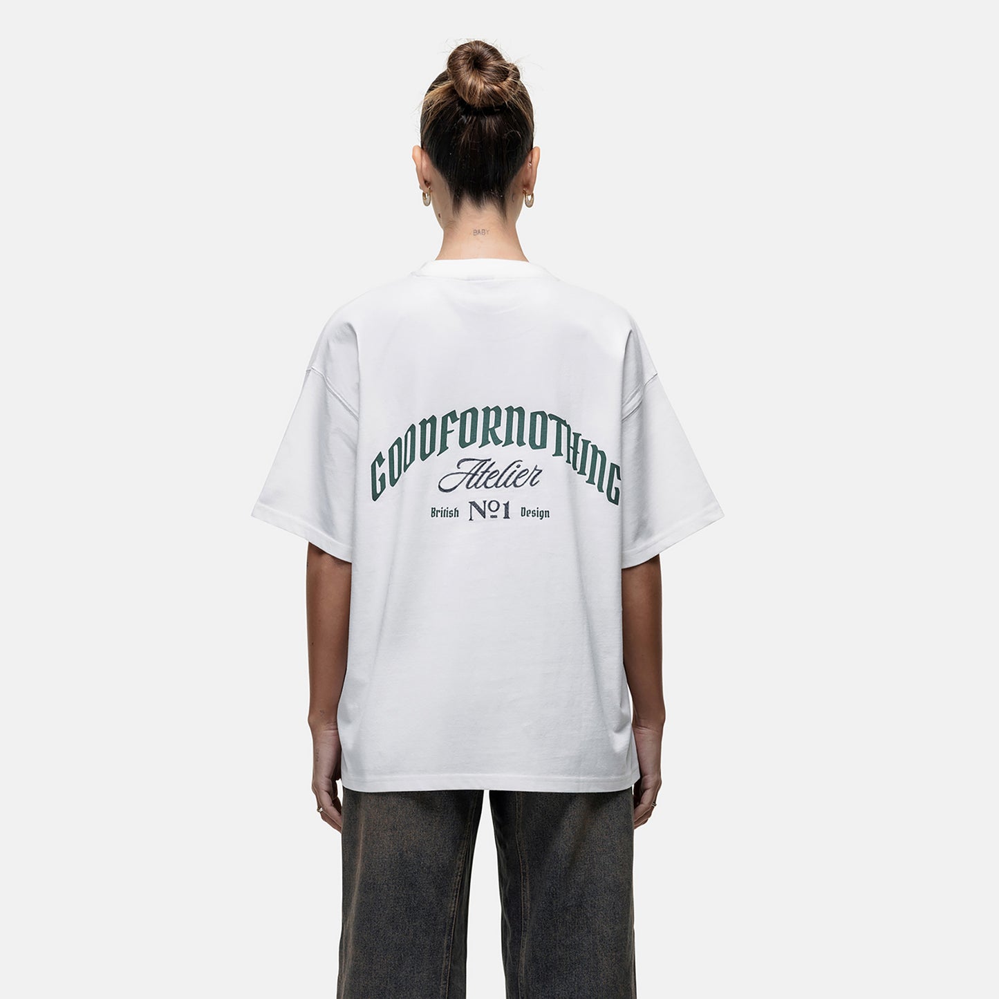 Good For Nothing White Graphic Back Print Oversized T-shirt - White Image 2