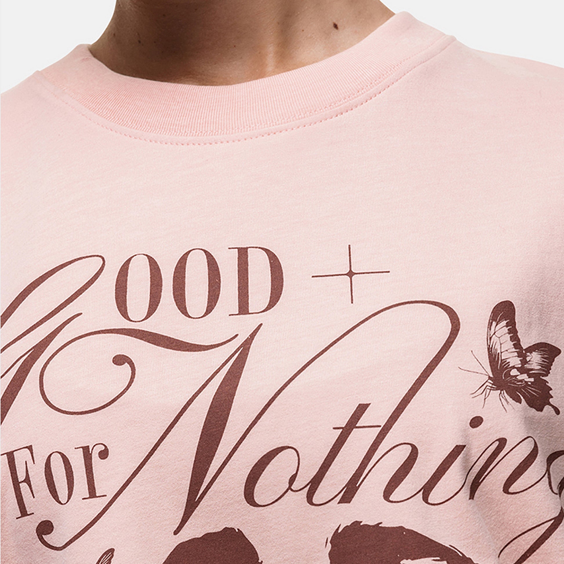 Good For Nothing Pink Graphic Print Oversized T-Shirt - Pink Image 3