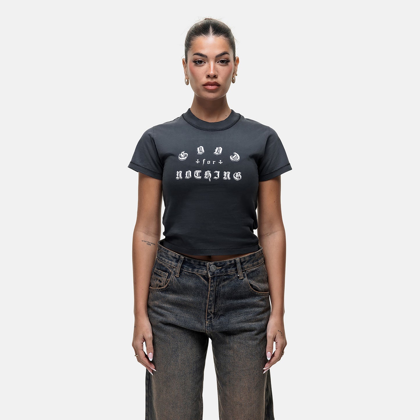 Good For Nothing Black Graphic Print Baby T-Shirt - Black Image 1