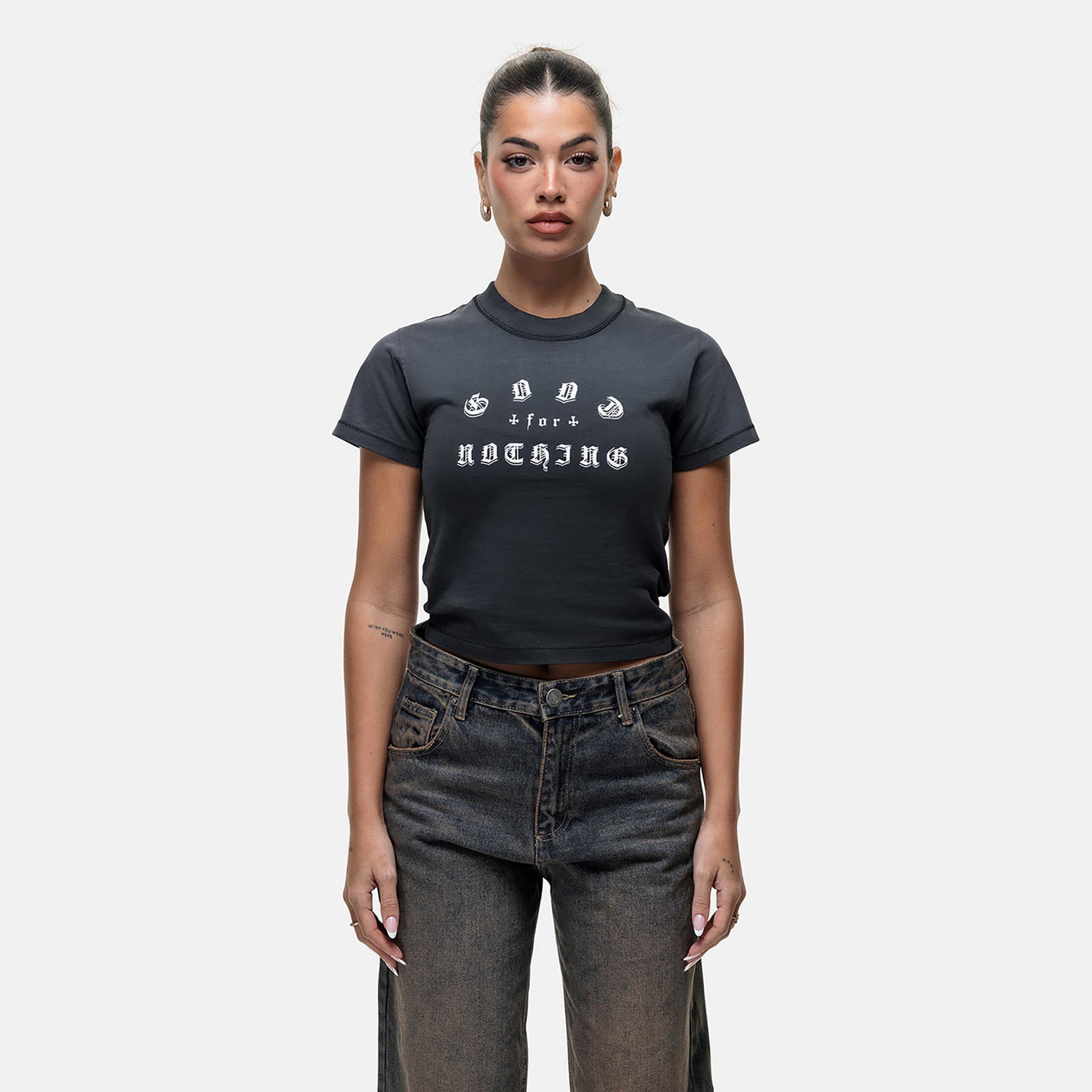 Good For Nothing Black Graphic Print Baby T-Shirt - Black Image 1