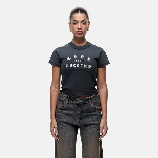 Good For Nothing Black Graphic Print Baby T-Shirt - Black Image 1