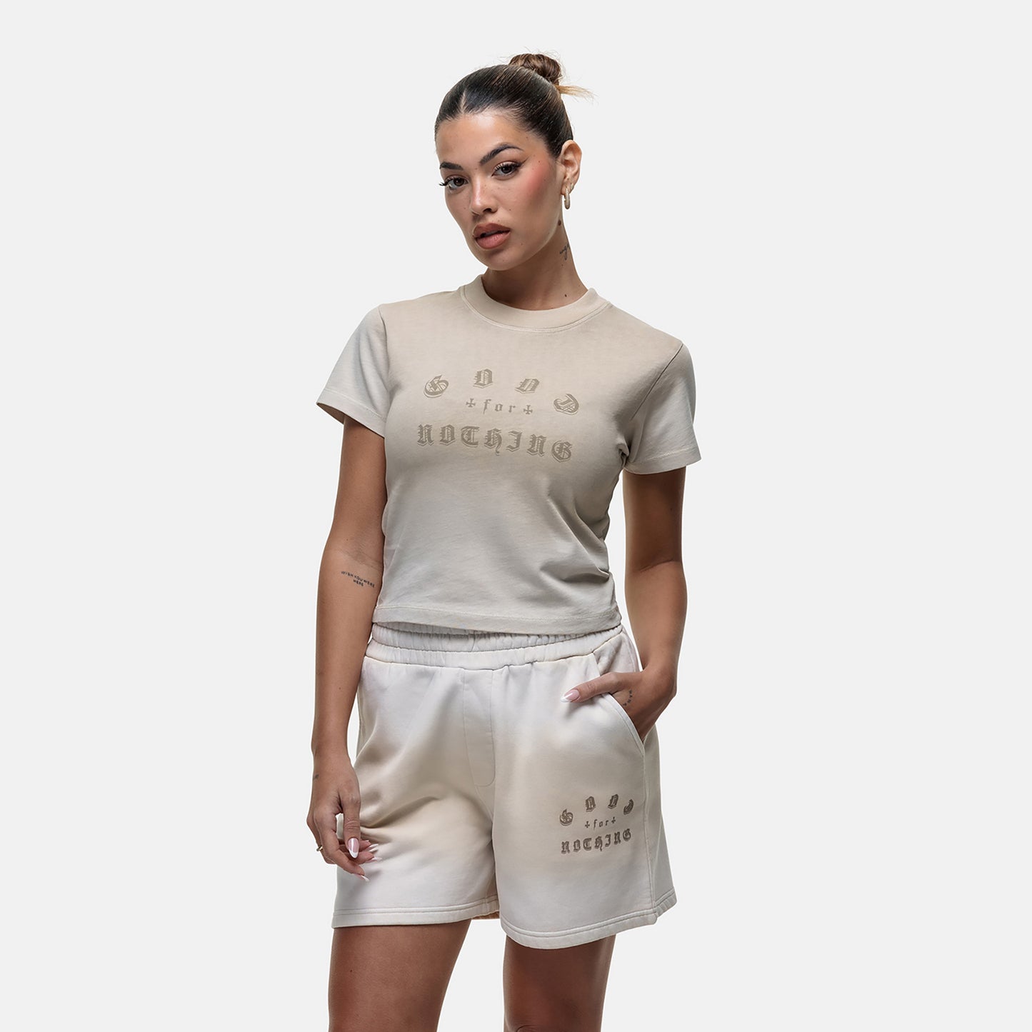 Good For Nothing Cream Graphic Print Baby T-Shirt - Cream Image 1