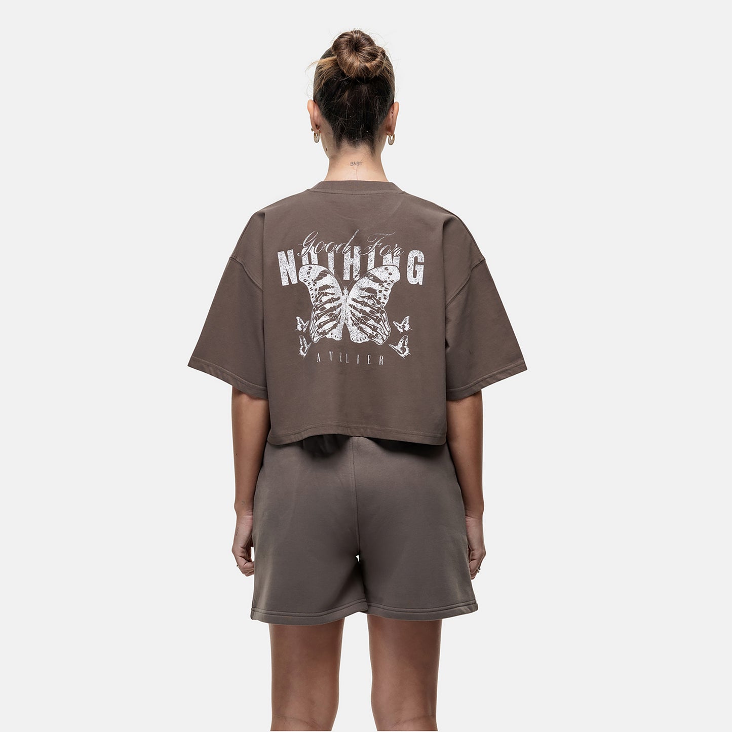 Good For Nothing Taupe Relaxed Cropped T-shirt - Taupe Image 2