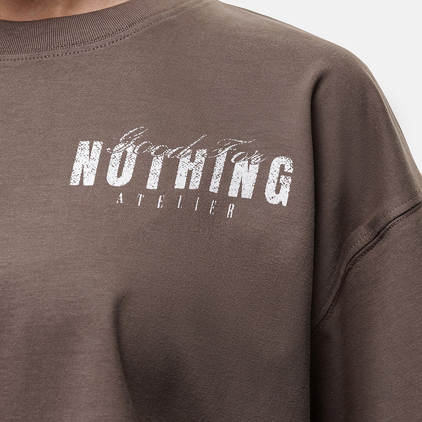 Good For Nothing Taupe Relaxed Cropped T-shirt - Taupe Image 3