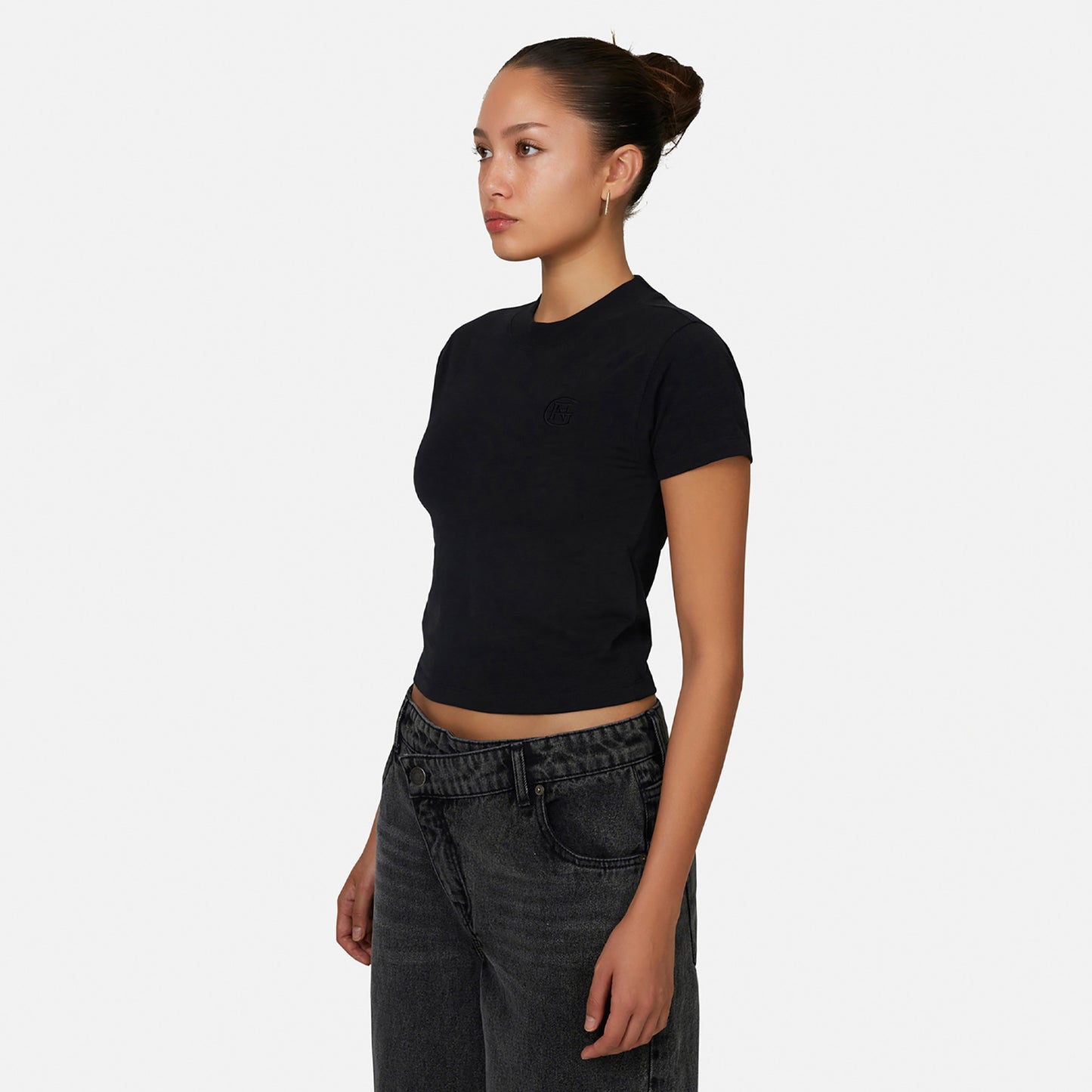 Good For Nothing Black Emblem Baby Tee - Black Image 3