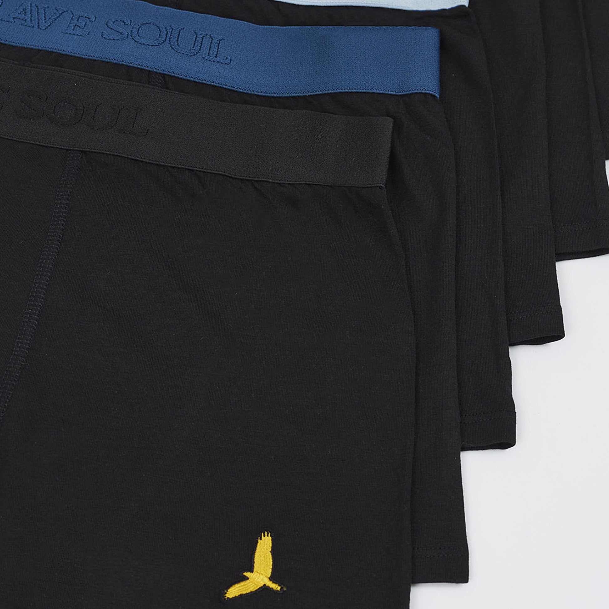 Brave Soul Black Pack of 7 Boxers with Embroidery Detail - Black Image 3