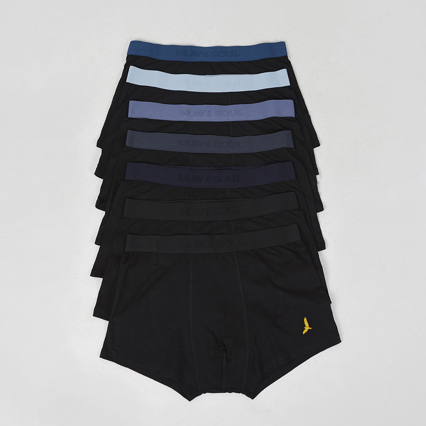 Brave Soul Black Pack of 7 Boxers with Embroidery Detail - Black Image 1