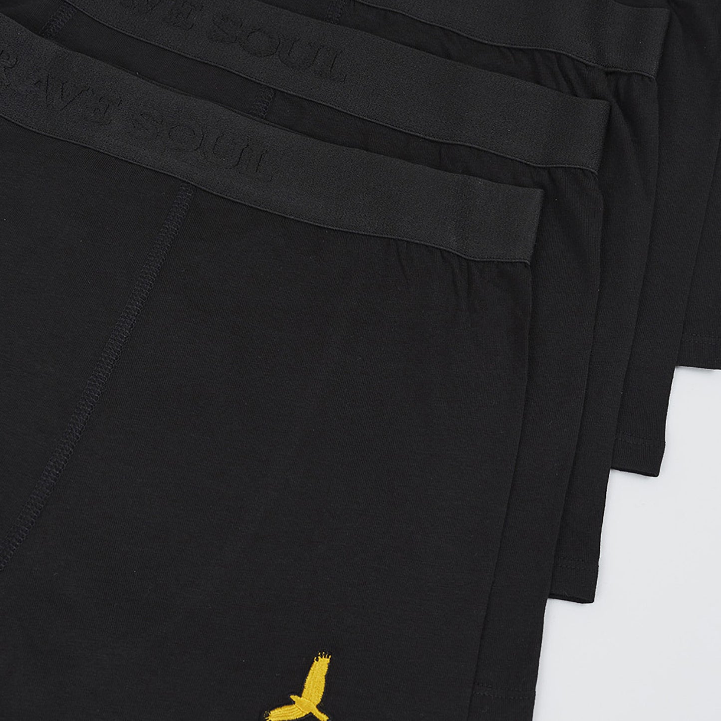 Brave Soul Black Pack of 5 Boxers with Embroidery Detail - Black Image 3