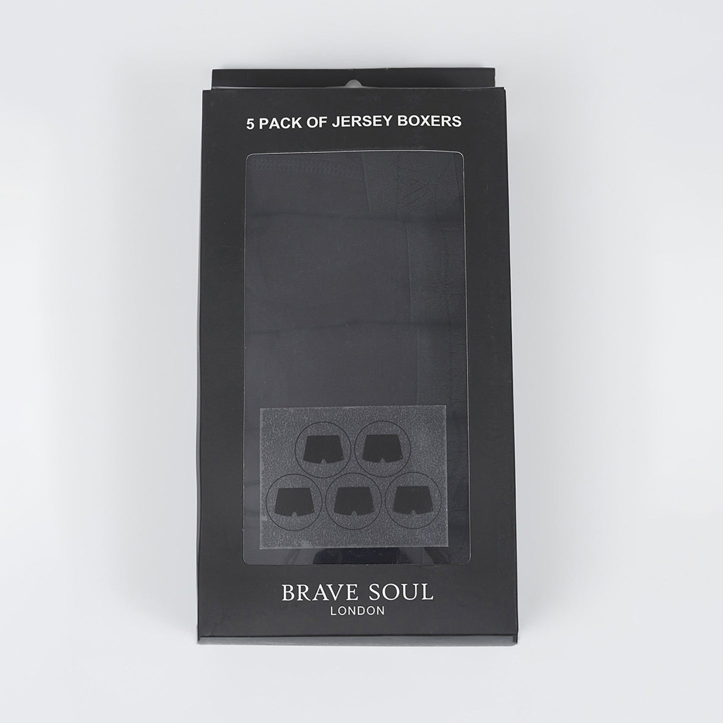 Brave Soul Black Pack of 5 Boxers with Embroidery Detail - Black Image 4