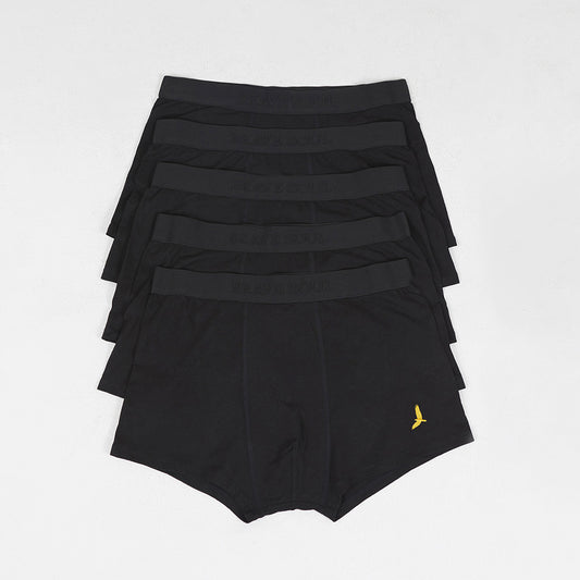 Brave Soul Black Pack of 5 Boxers with Embroidery Detail - Black Image 1