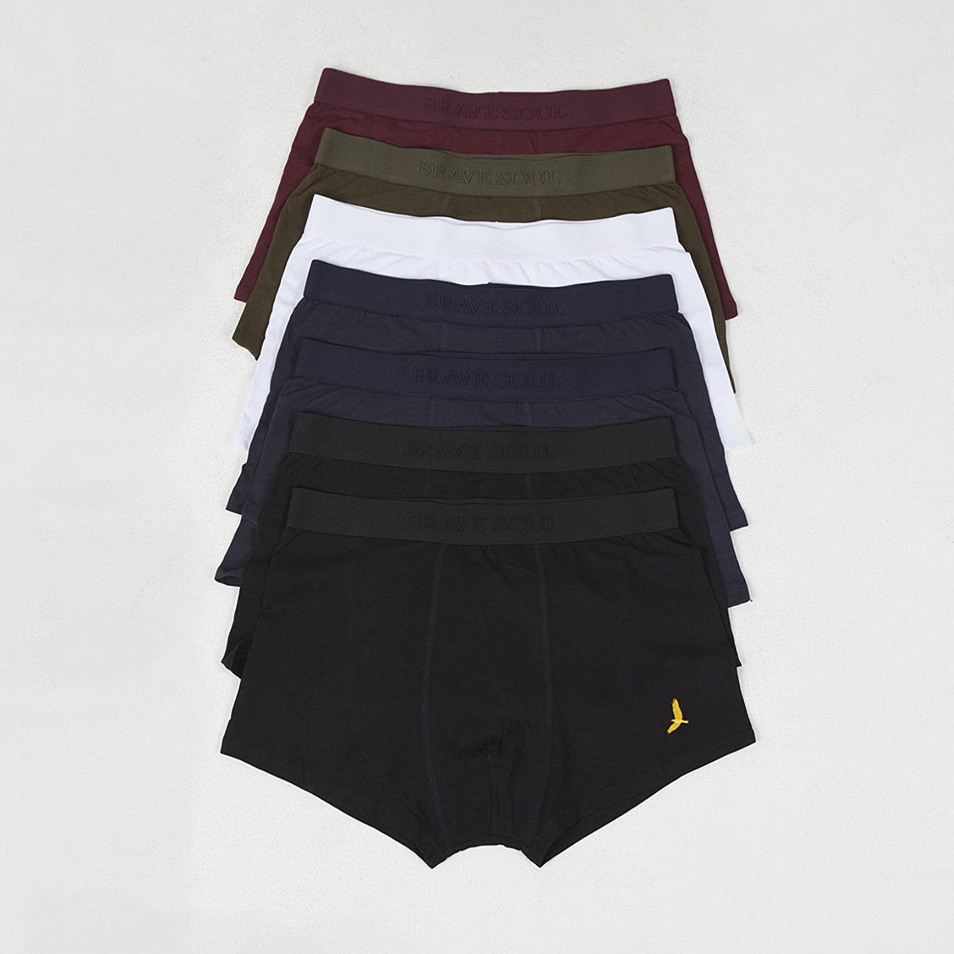 Brave Soul Black Pack of 7 Boxers with Embroidery Detail - Black Image 1