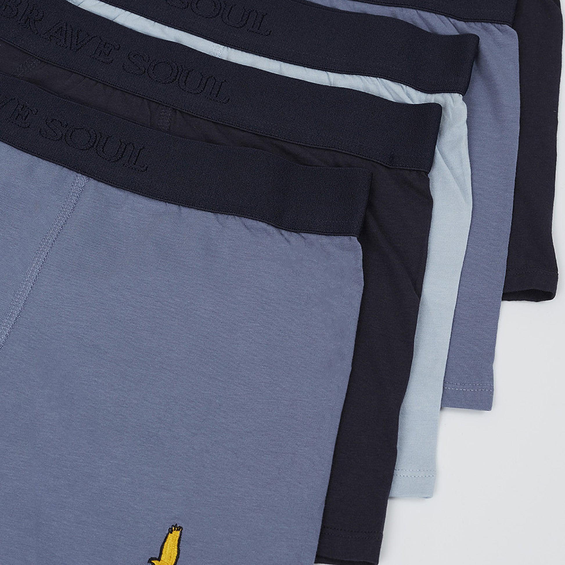 Brave Soul Blue Pack of 5 Boxers with Embroidery Detail - Blue Image 3