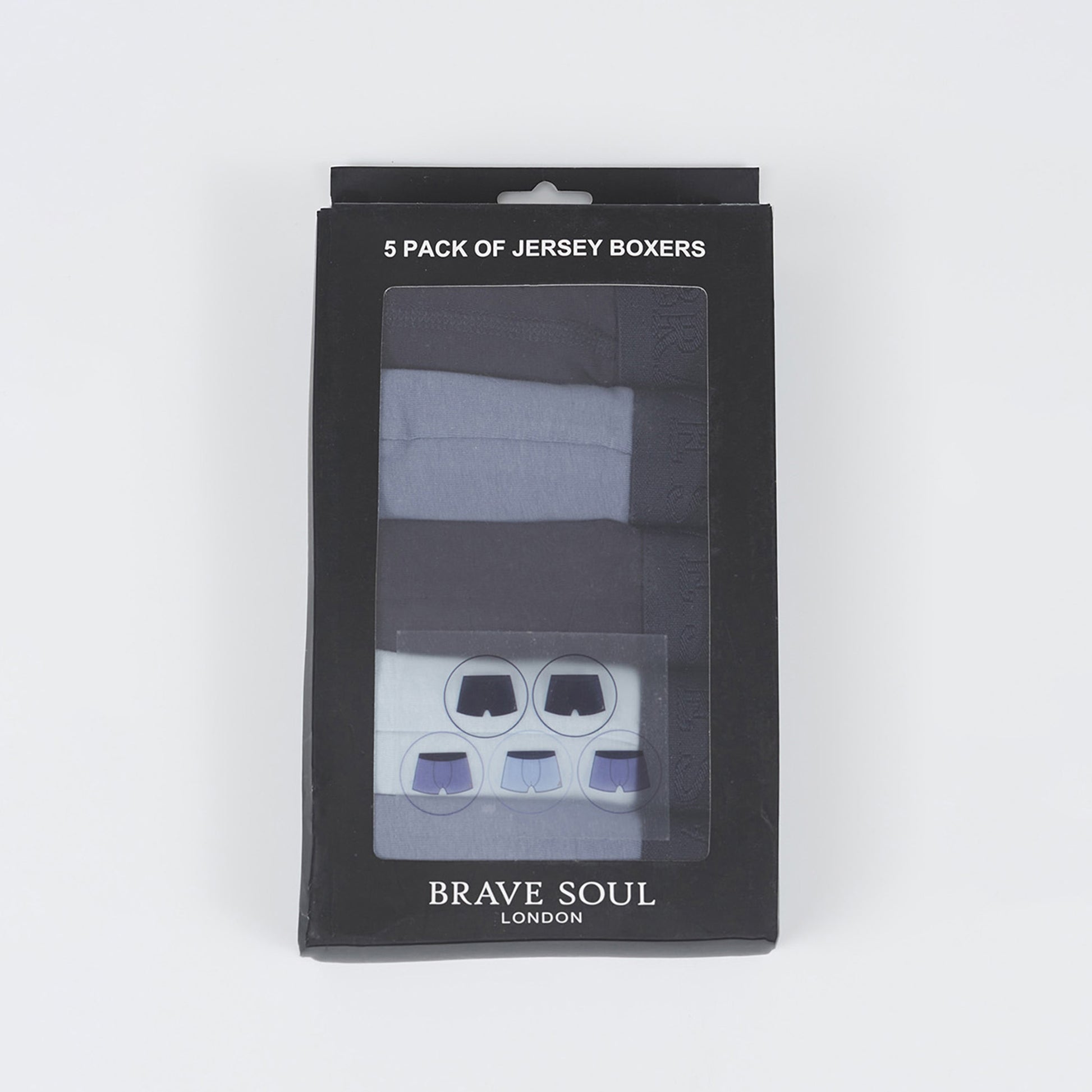 Brave Soul Blue Pack of 5 Boxers with Embroidery Detail - Blue Image 4