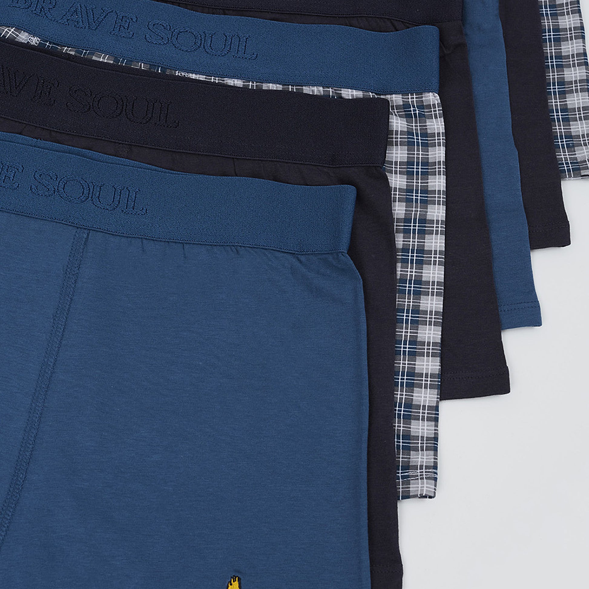 Brave Soul Navy Pack of 7 Boxers with Embroidery Detail - Navy Image 3