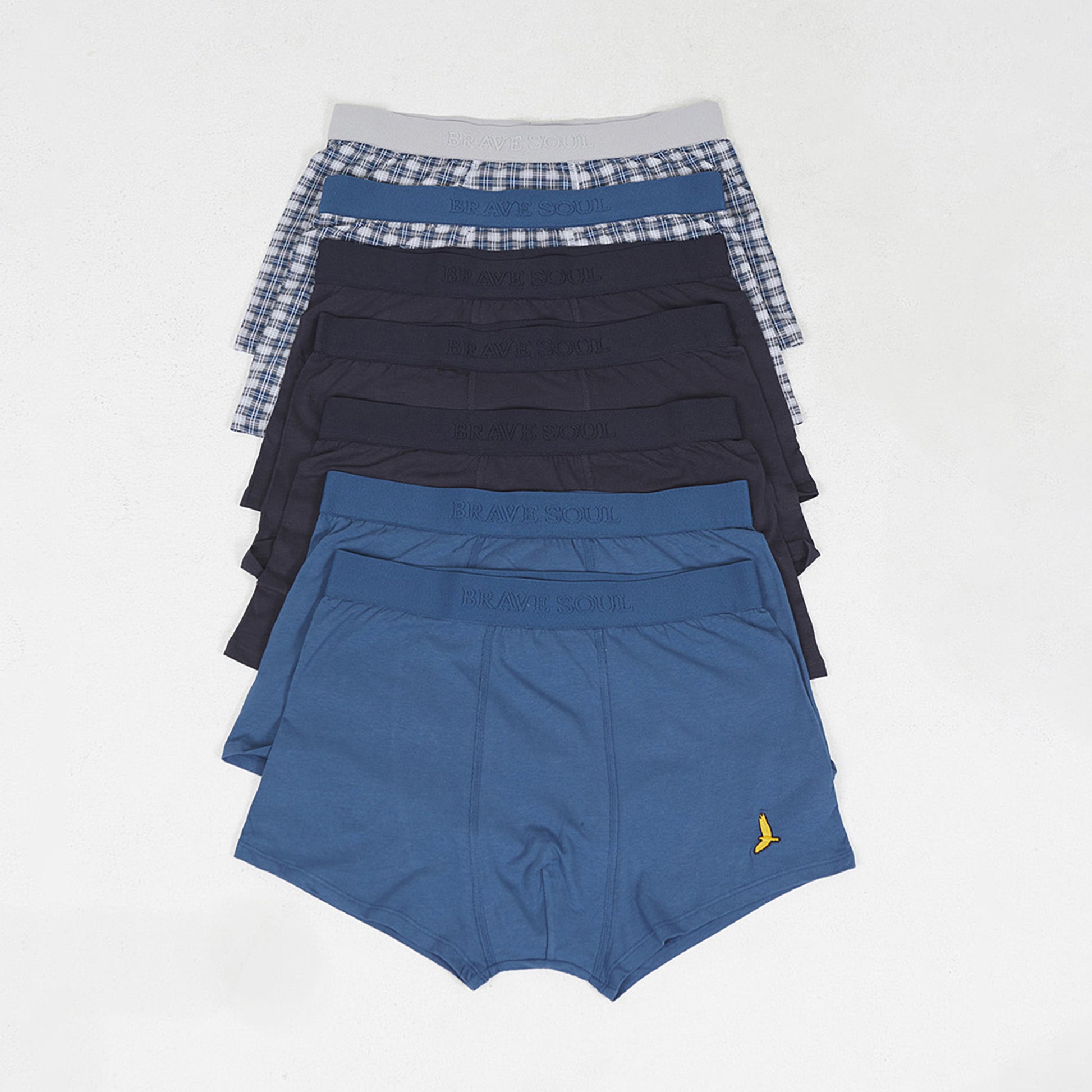 Brave Soul Navy Pack of 7 Boxers with Embroidery Detail - Navy Image 1