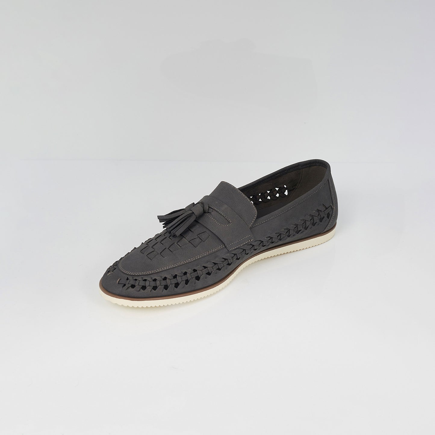 Brave Soul Grey Faux Leather Woven Loafers - Grey Image 2