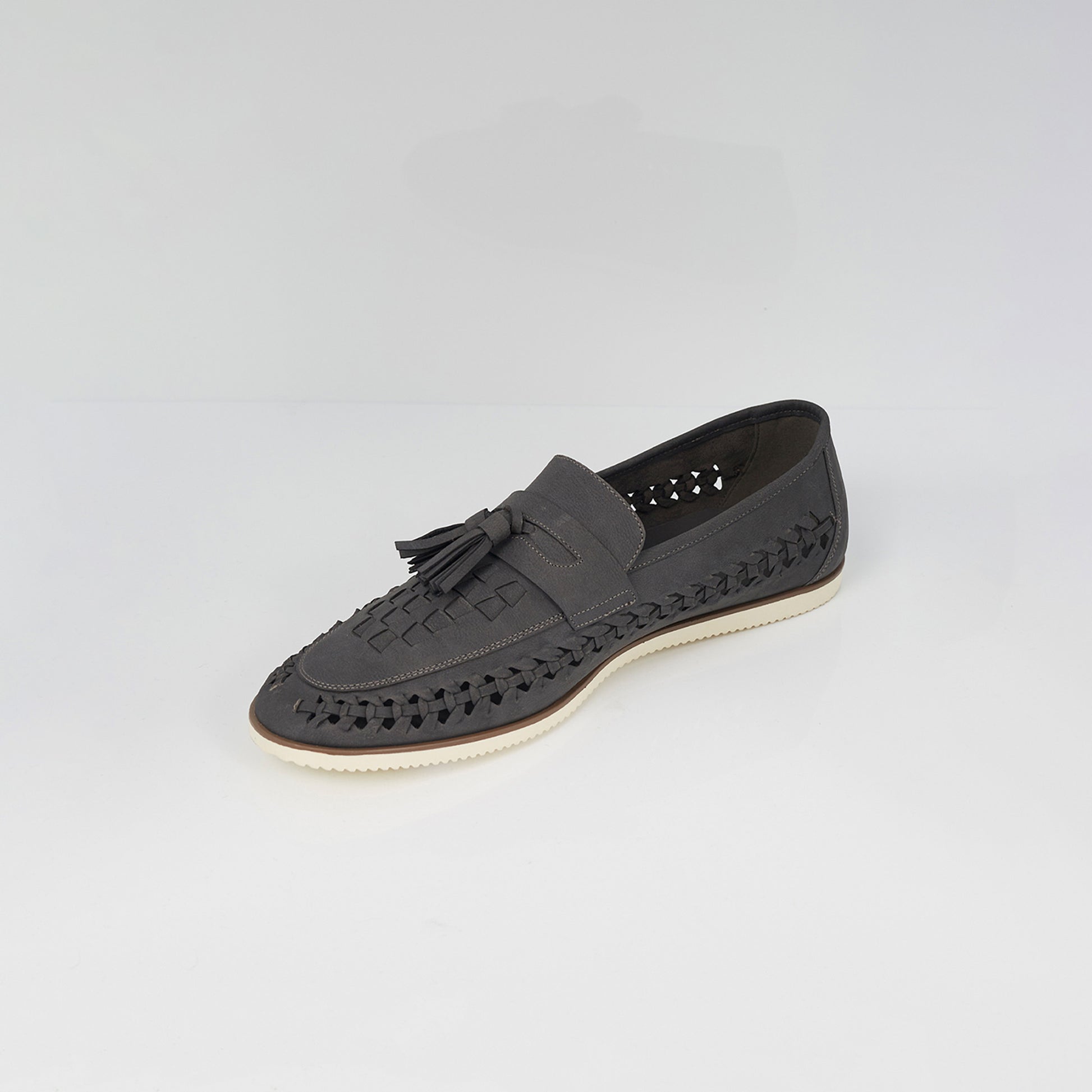 Brave Soul Grey Faux Leather Woven Loafers - Grey Image 2