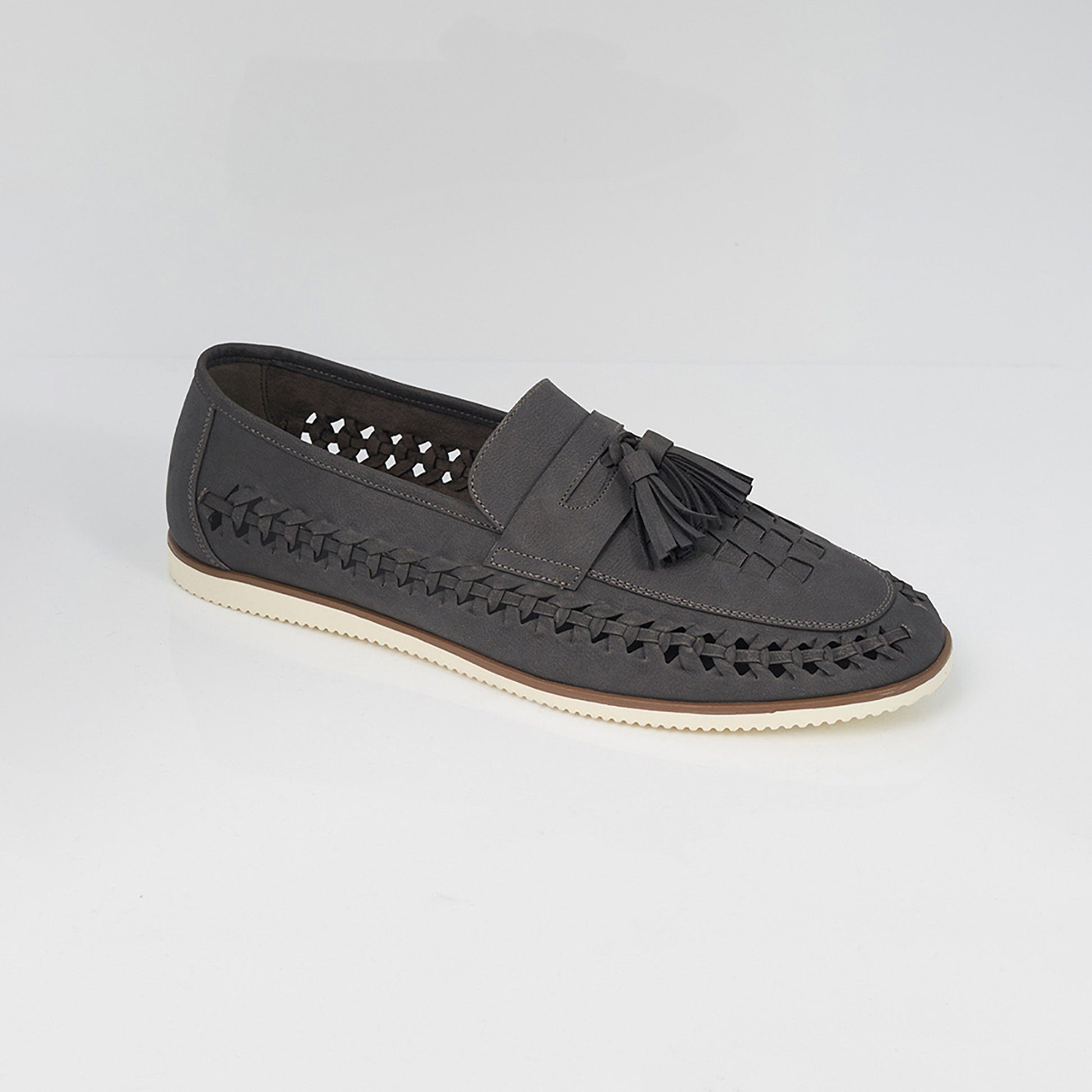 Brave Soul Grey Faux Leather Woven Loafers - Grey Image 3