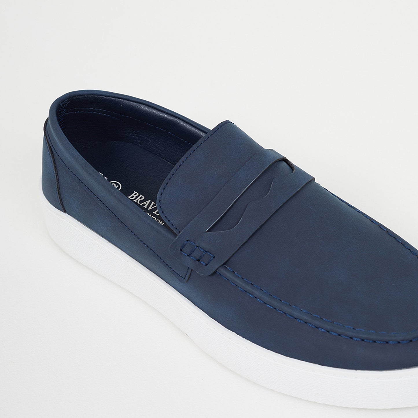 Brave Soul Navy Faux Suede Loafers - Navy Image 2