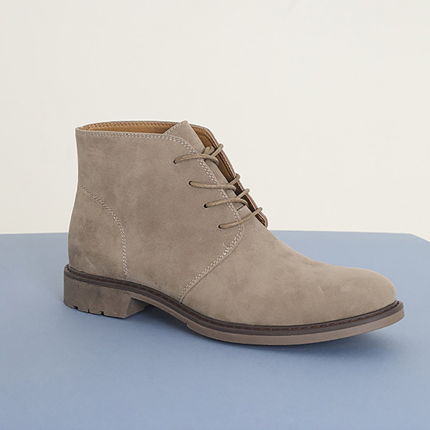 Brave Soul Stone Faux Suede Lace Up Desert Boot - Stone Image 1