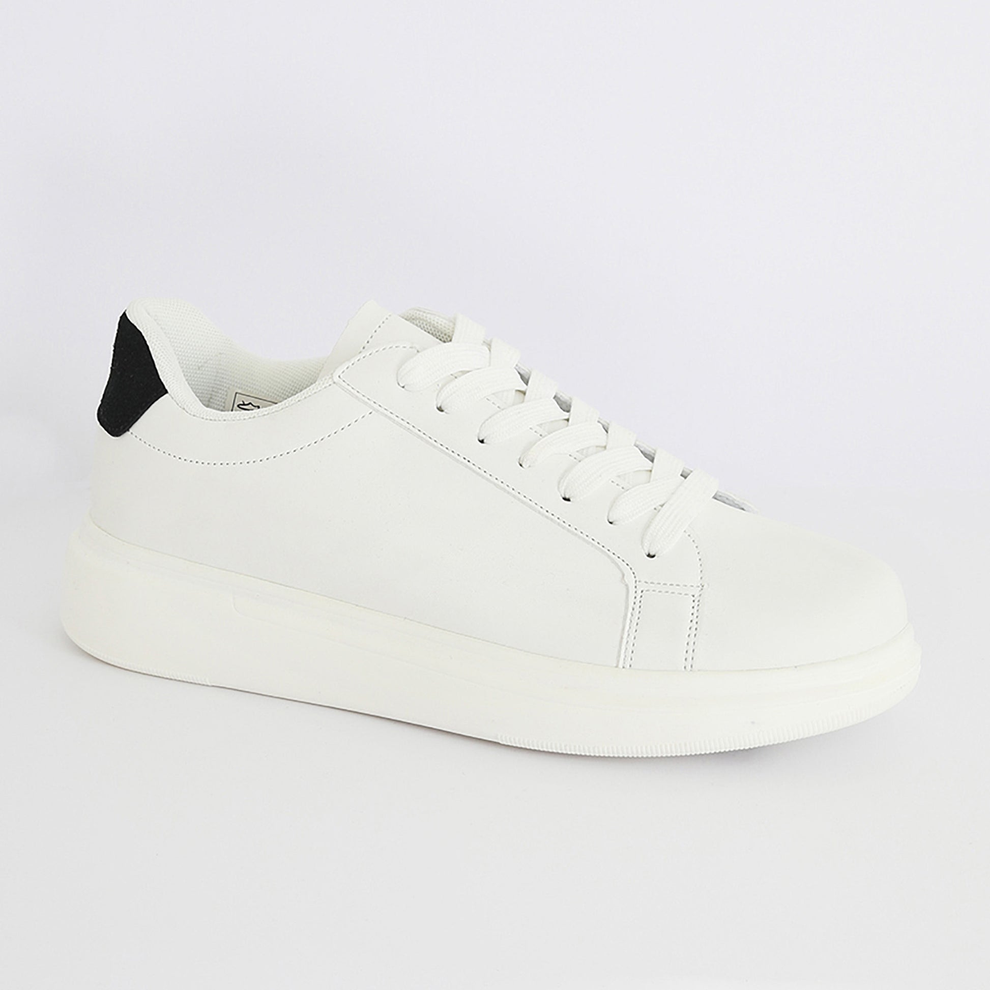 Brave Soul White Faux Leather Chunky Sole Lace Up Trainer - White Image 1