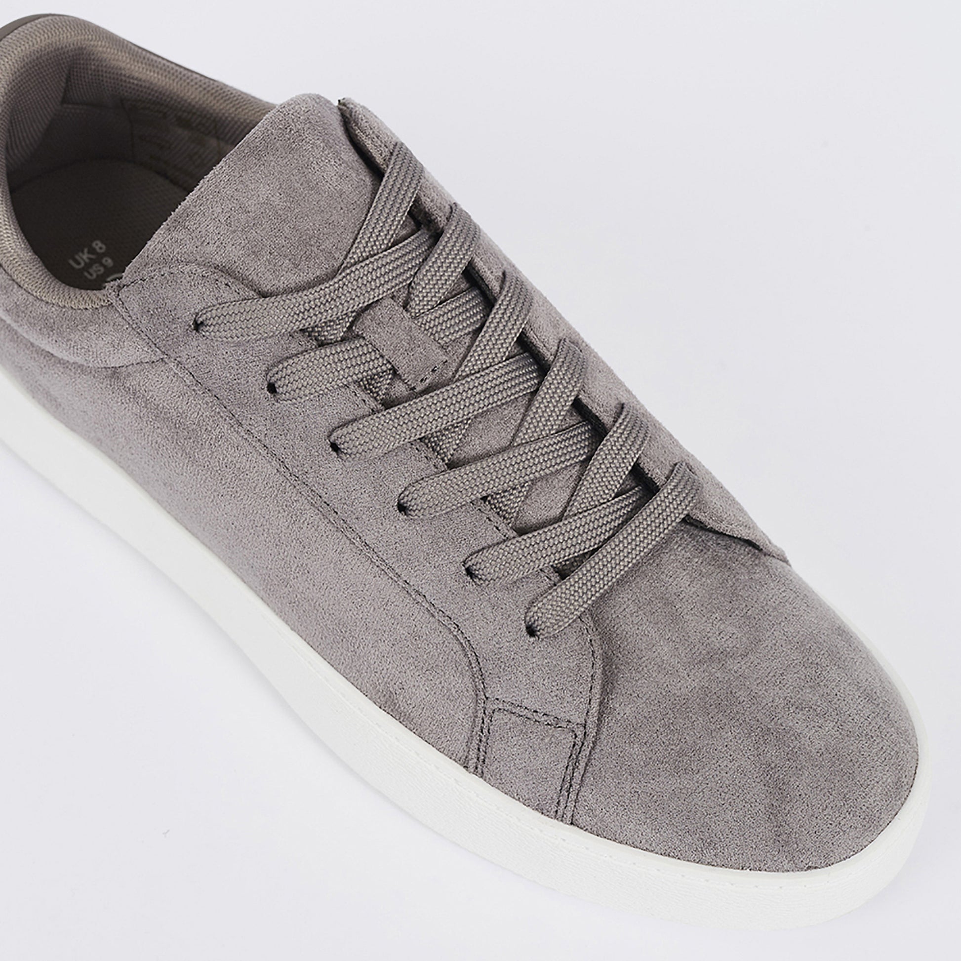 Brave Soul Grey Faux Suede Trainers with Contrast Sole - Grey Image 3