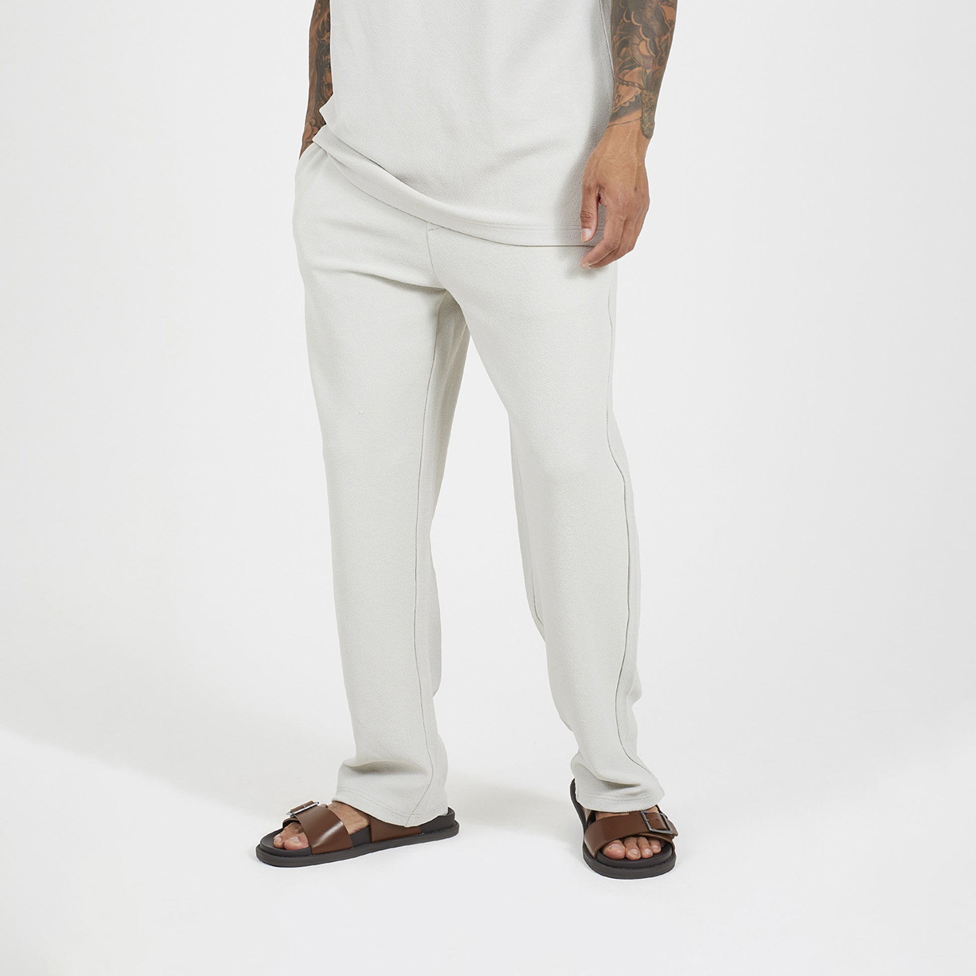 Brave Soul Taupe Straight Leg Joggers - Taupe Image 1