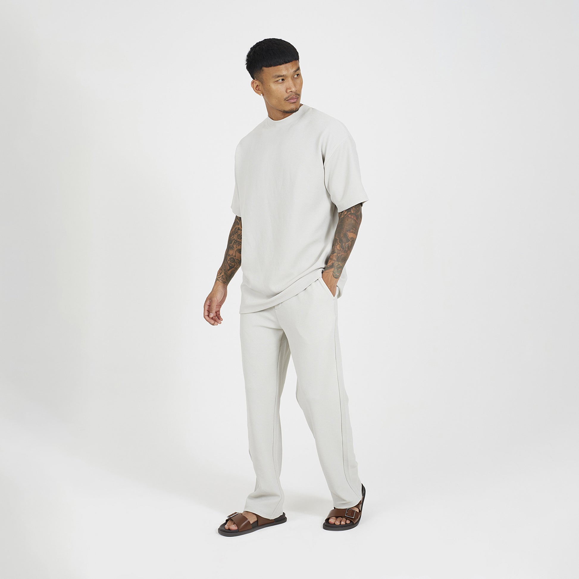 Brave Soul Taupe Straight Leg Joggers - Taupe Image 3