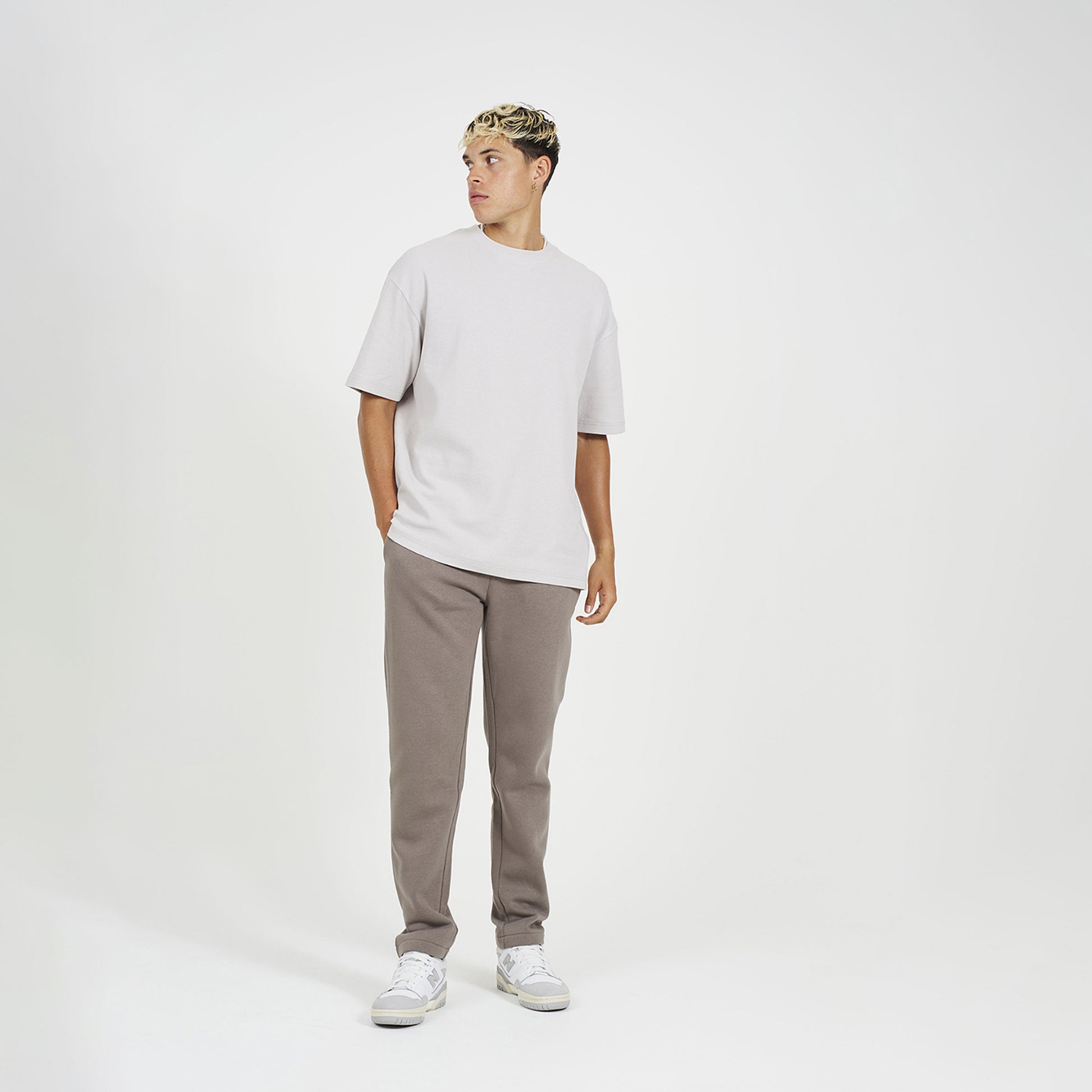 Brave Soul Taupe Straight Leg Open Hem Joggers - Taupe Image 3