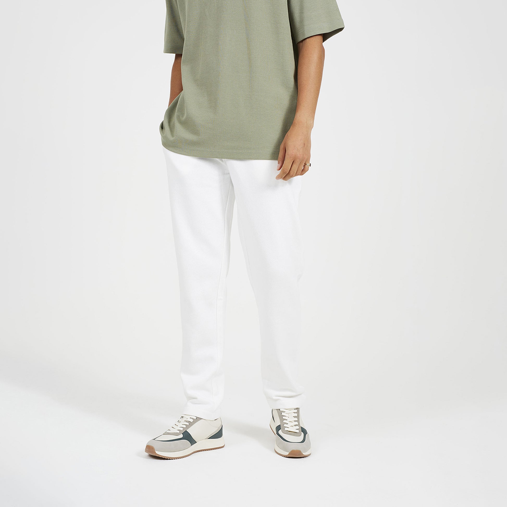 Brave Soul Cream Straight Leg Open Hem Joggers - Cream Image 1