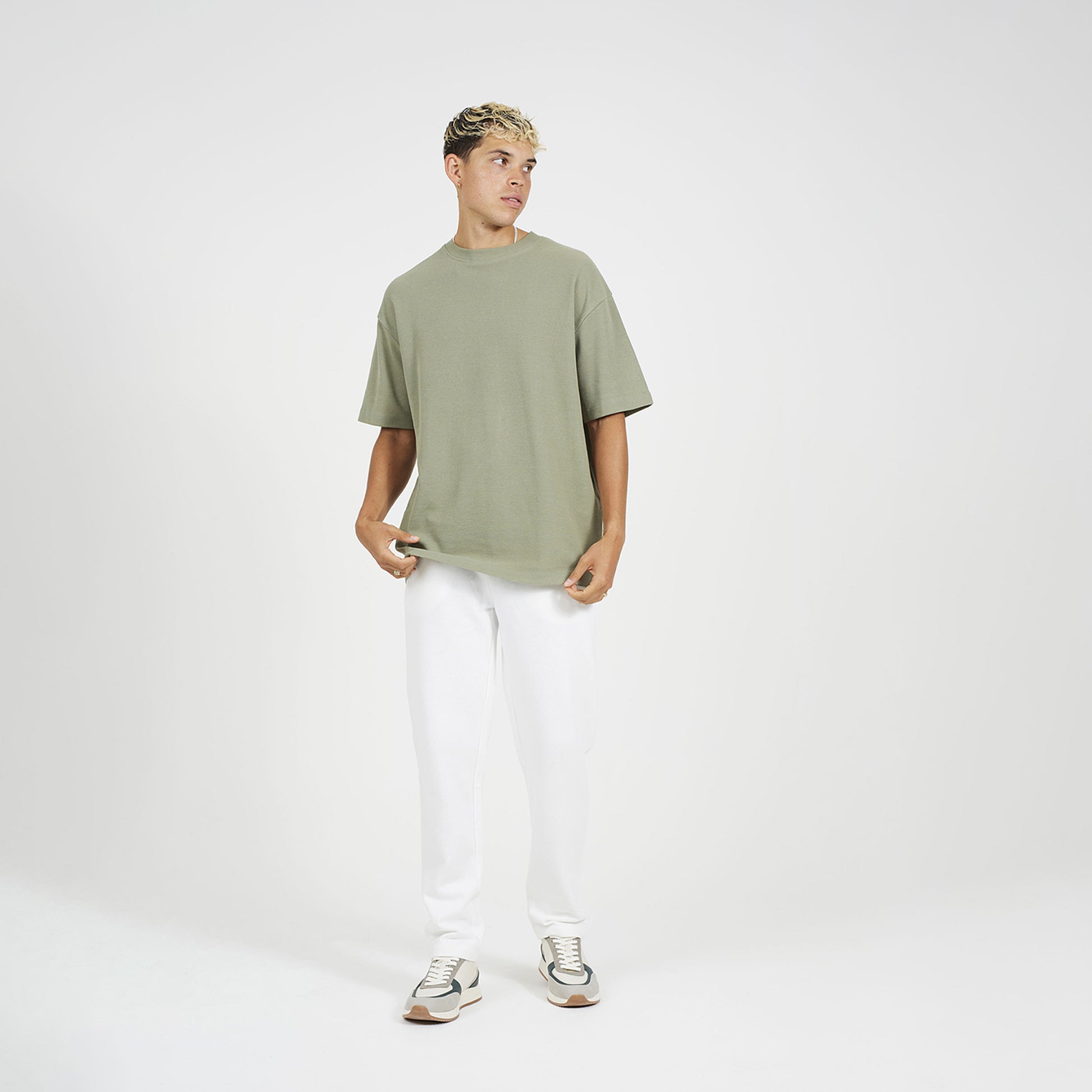 Brave Soul Cream Straight Leg Open Hem Joggers - Cream Image 3