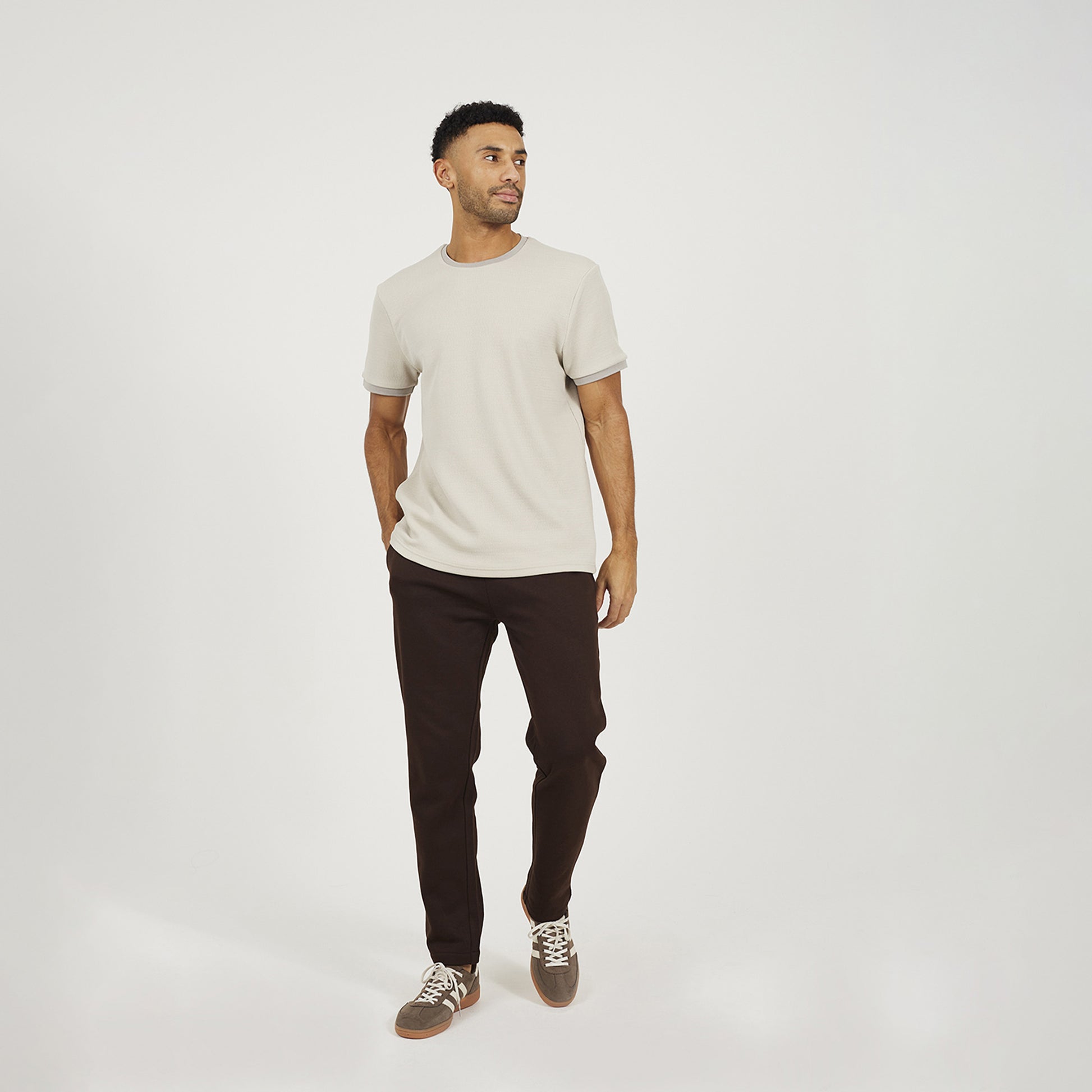 Brave Soul Chocolate Straight Leg Open Hem Joggers - Chocolate Image 3
