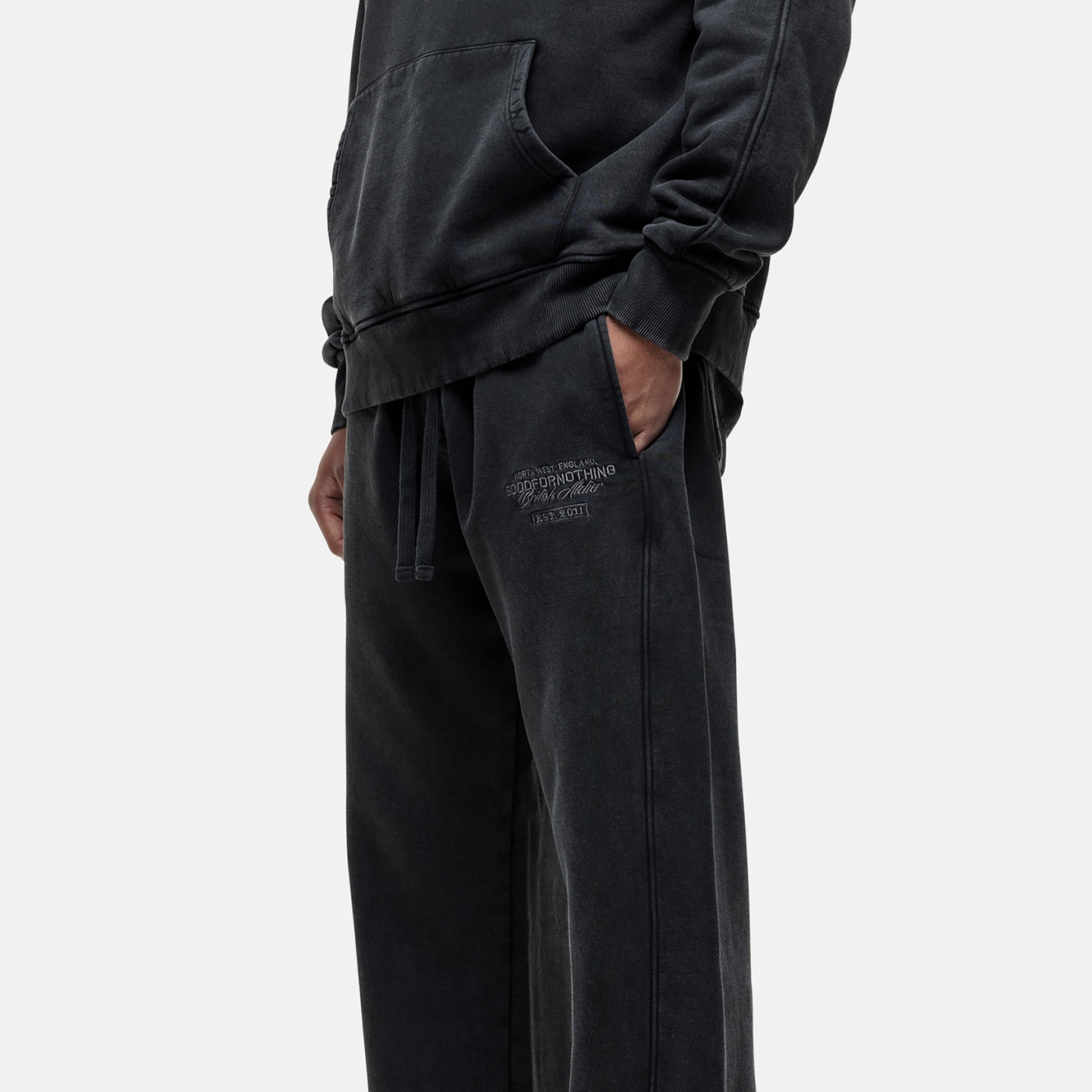 Good For Nothing Black Wide Leg Joggers with Seam Detail - Black Image 2