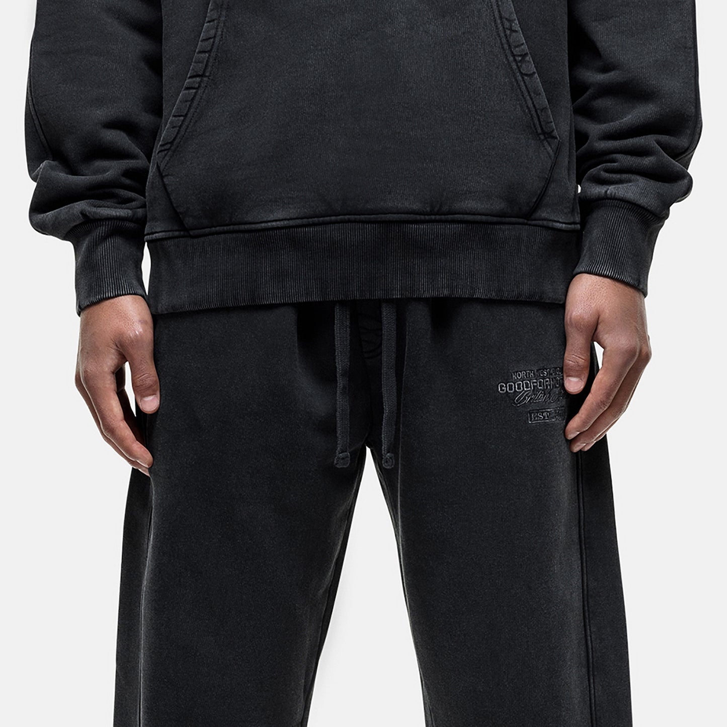 Good For Nothing Black Wide Leg Joggers with Seam Detail - Black Image 1