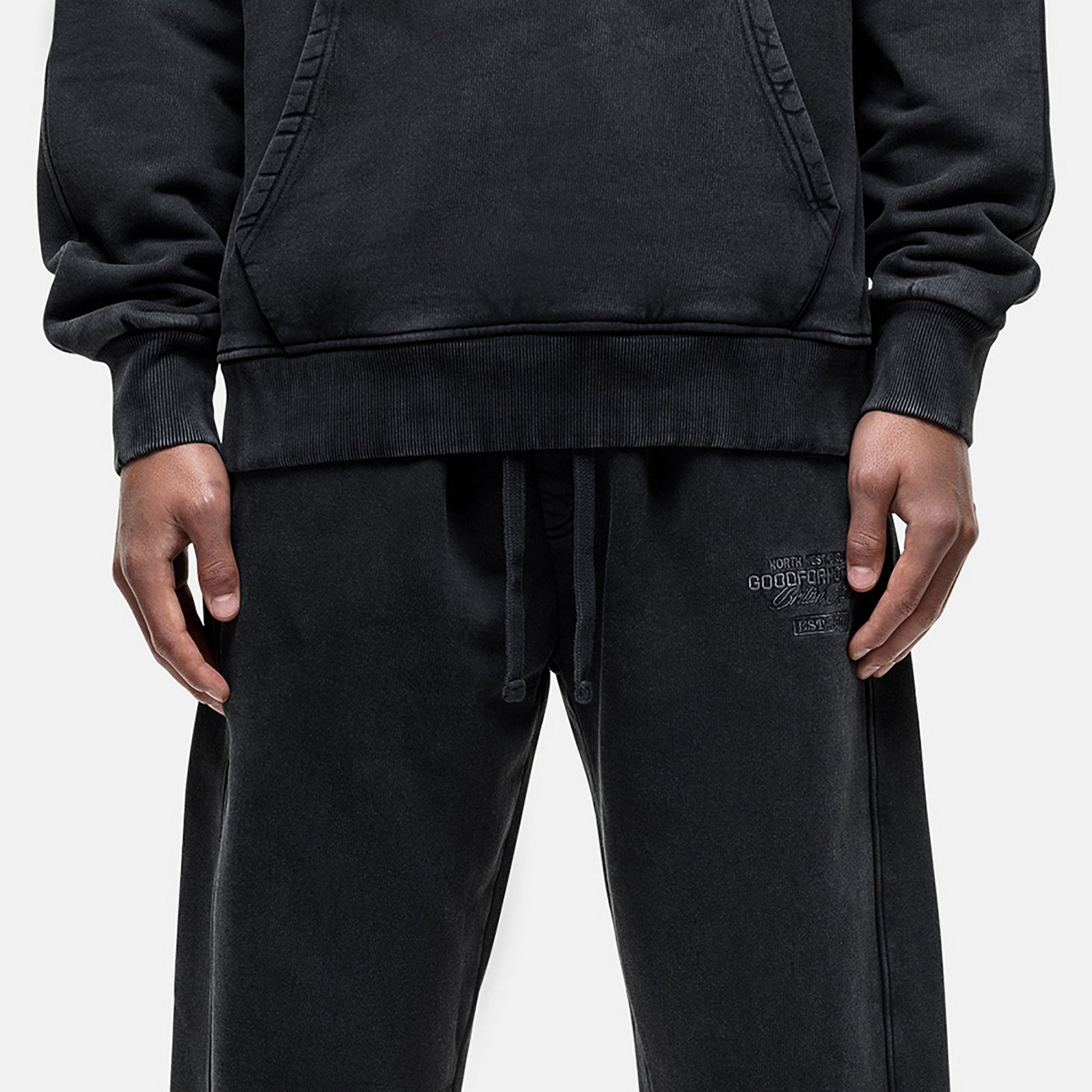 Good For Nothing Black Wide Leg Joggers with Seam Detail - Black Image 1