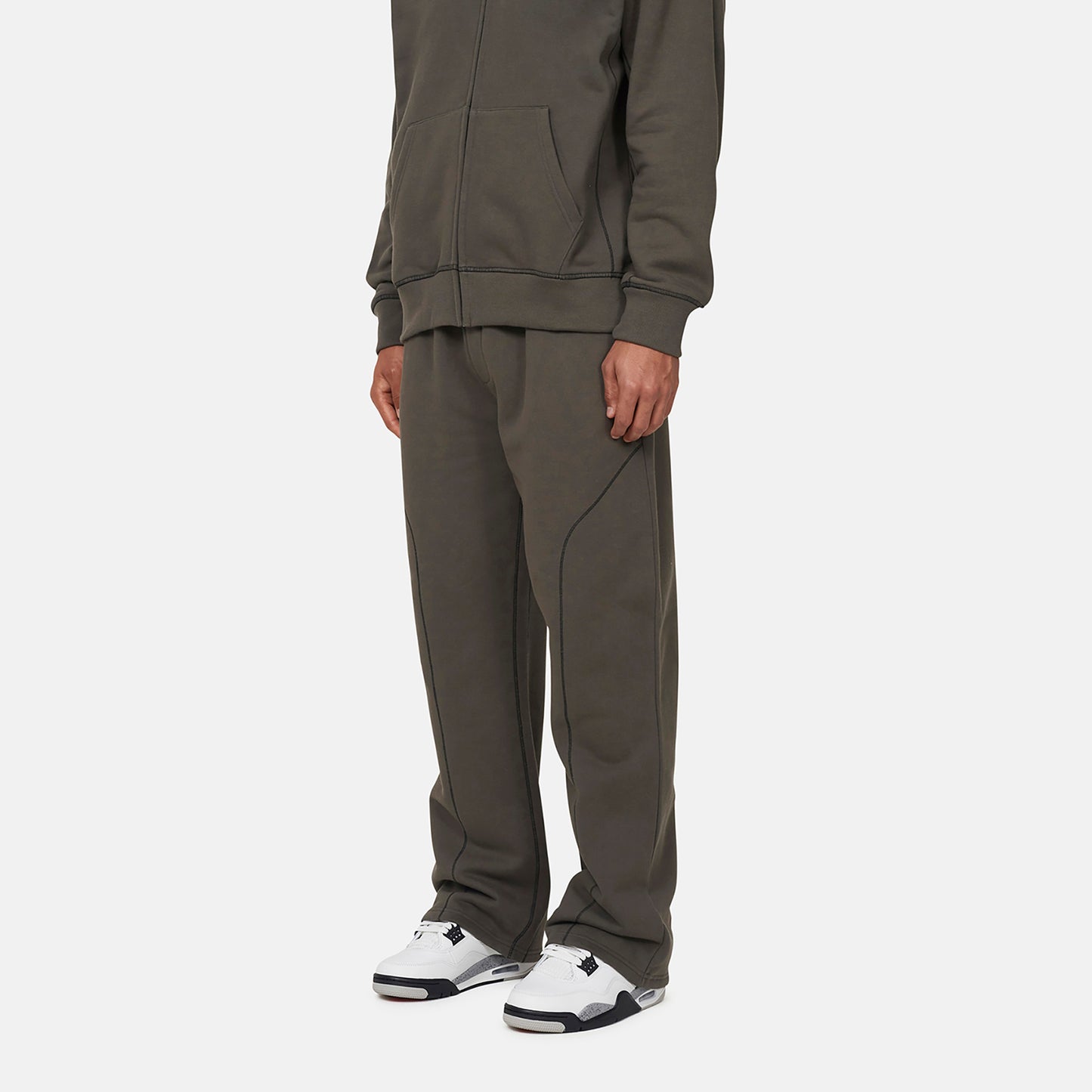 Good For Nothing  Dark Grey Coverlock Stitching Baggy Joggers - Dark Grey Image 5