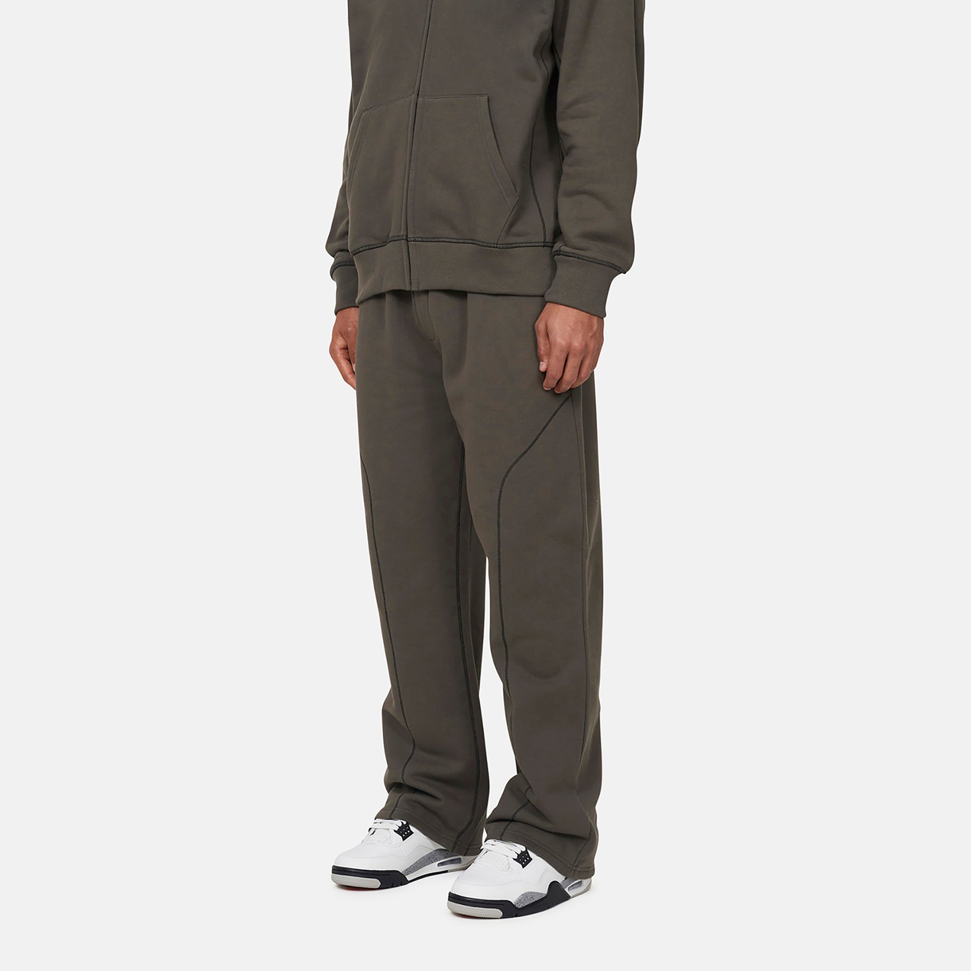 Good For Nothing  Dark Grey Coverlock Stitching Baggy Joggers - Dark Grey Image 5