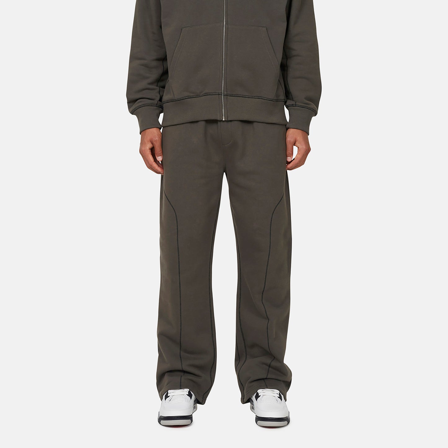 Good For Nothing  Dark Grey Coverlock Stitching Baggy Joggers - Dark Grey Image 1