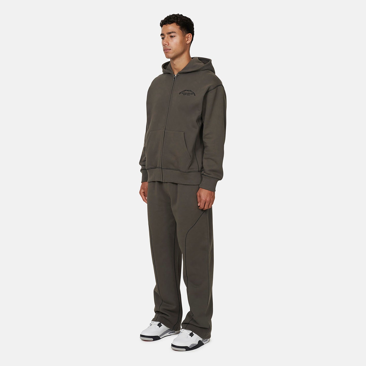 Good For Nothing  Dark Grey Coverlock Stitching Baggy Joggers - Dark Grey Image 4