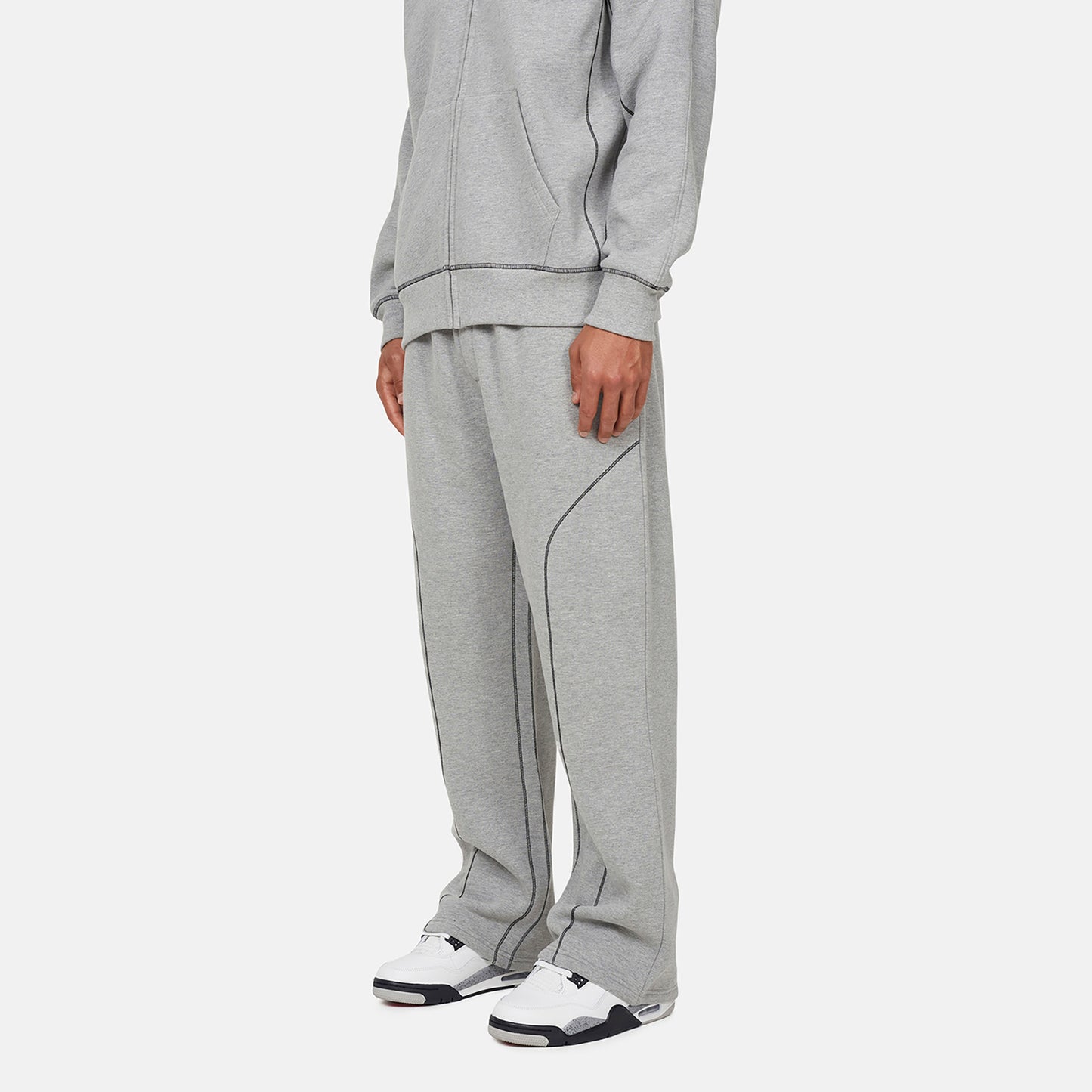 Good For Nothing  Grey Coverlock Stitching Baggy Joggers - Grey Image 4