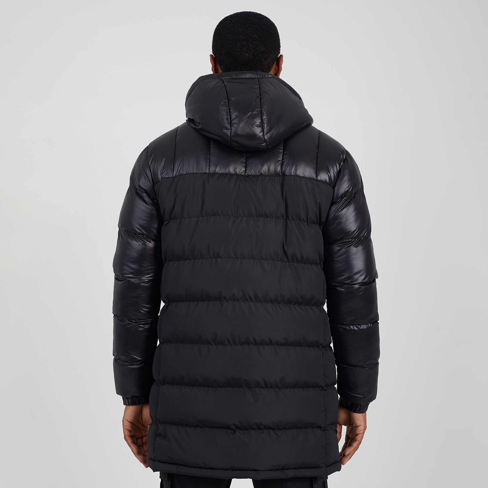 Brave Soul Black Longline Hooded Padded Jacket  - Black Image 2