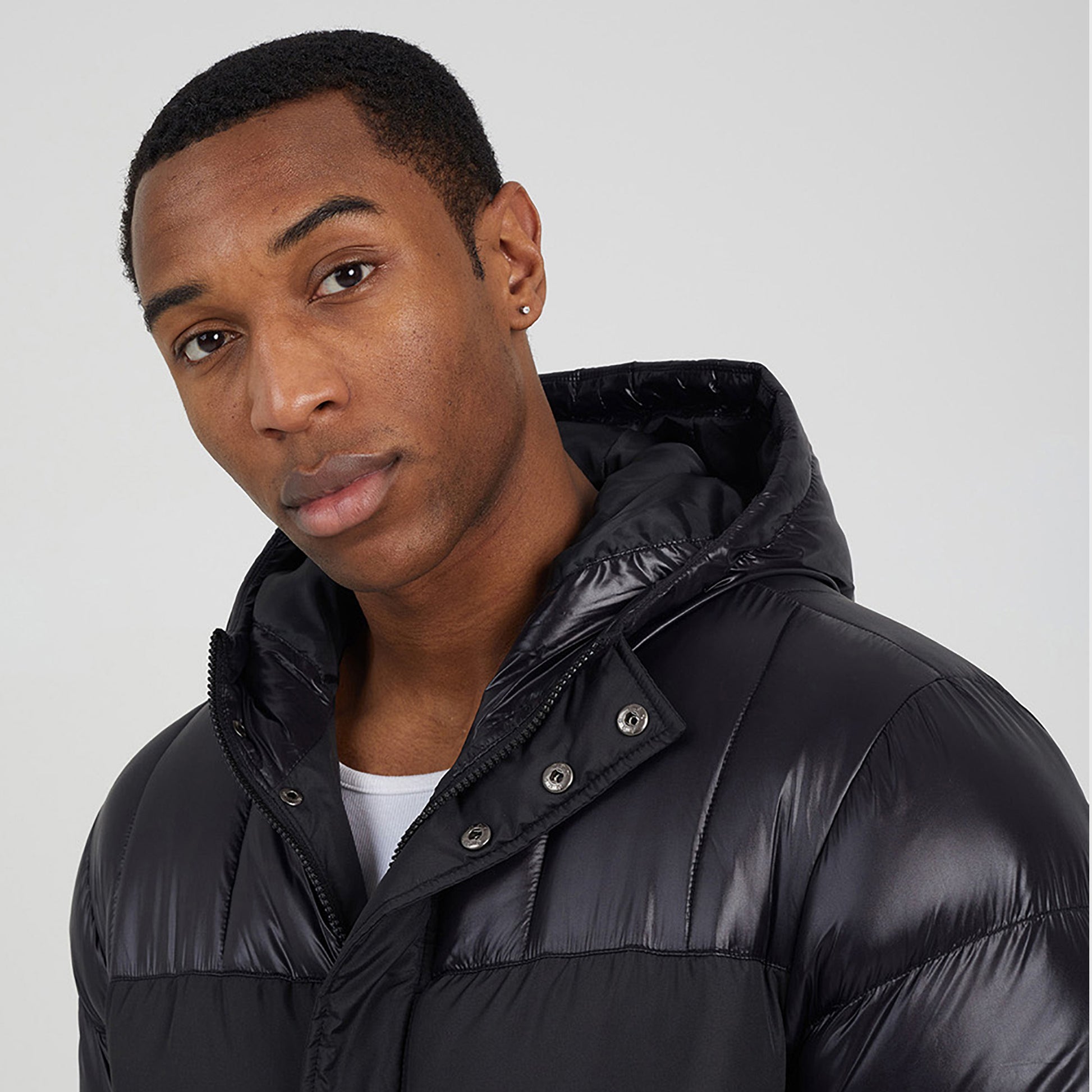Brave Soul Black Longline Hooded Padded Jacket  - Black Image 4