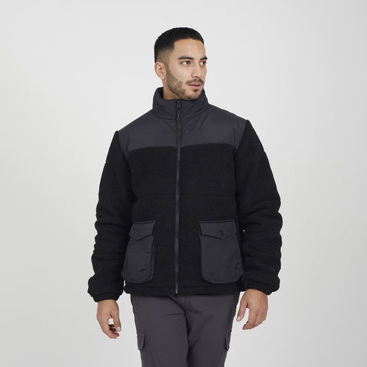 Brave Soul Black Funnel Neck Fleece Jacket - Black Image 1