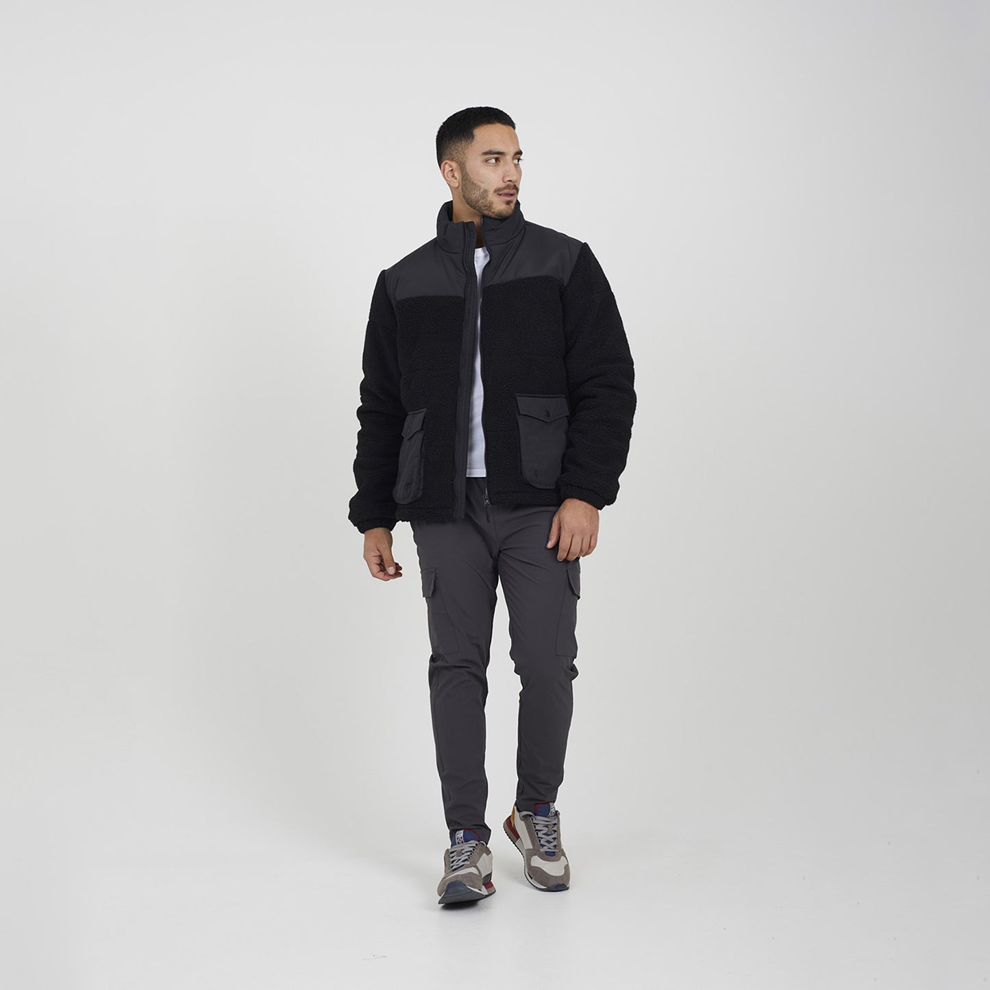 Brave Soul Black Funnel Neck Fleece Jacket - Black Image 3
