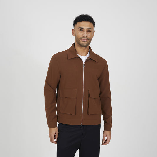 Brave Soul Tan Patch Pocket Harrington Jacket - Tan Image 1