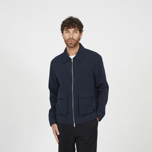 Brave Soul Navy Patch Pocket Harrington Jacket - Navy Image 1