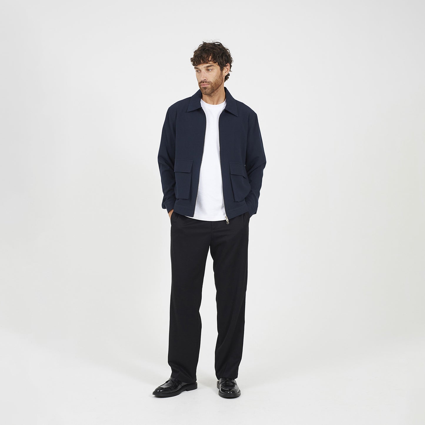 Brave Soul Navy Patch Pocket Harrington Jacket - Navy Image 3