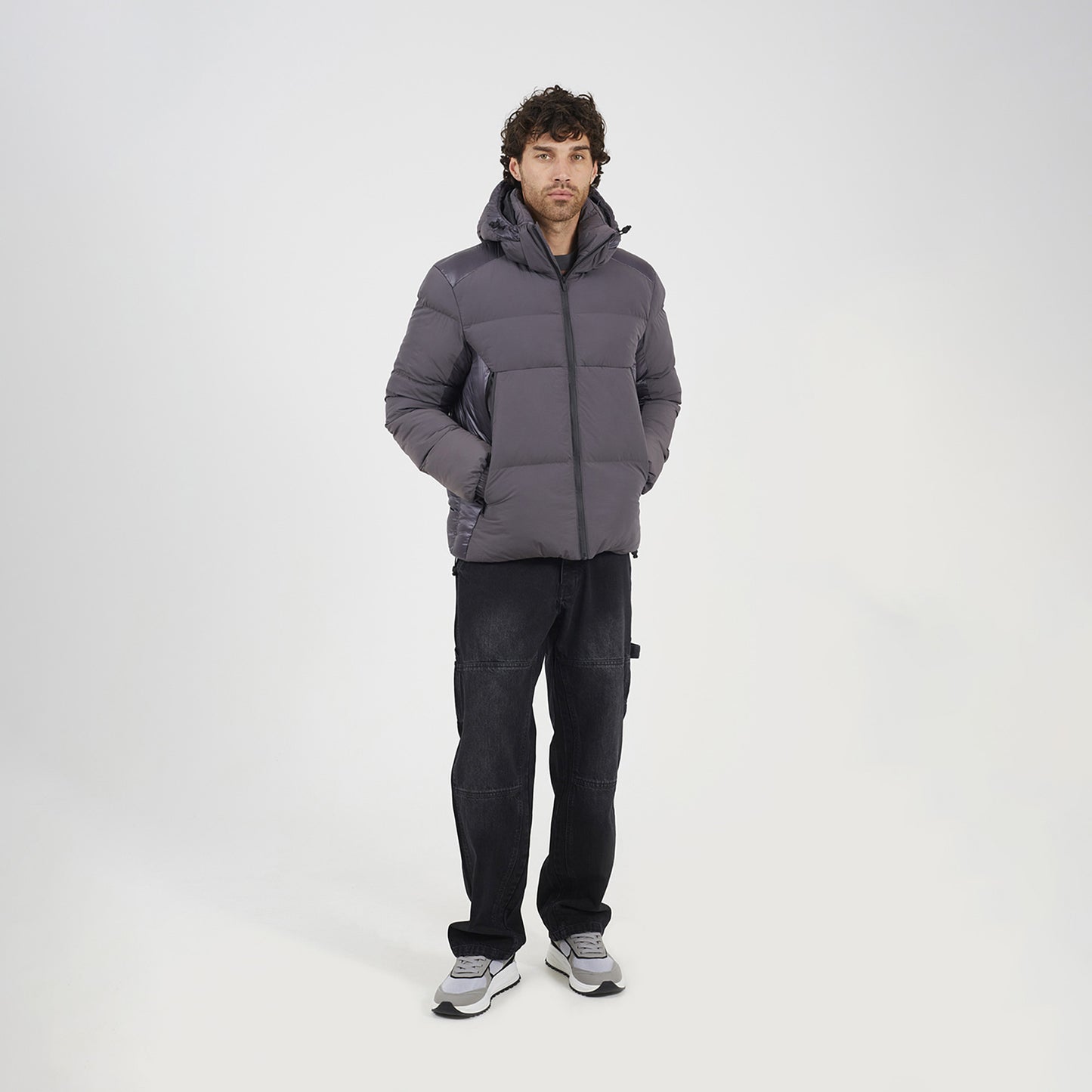 Brave Soul Grey Padded Hooded Zip-Up Jacket - Grey Image 3