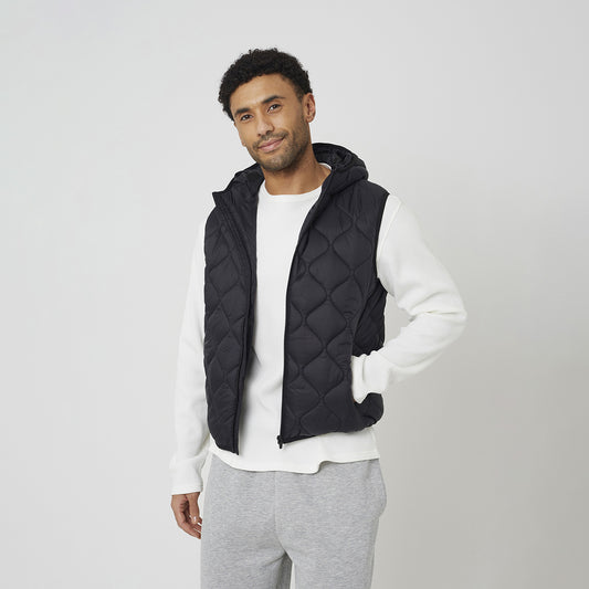 Brave Soul Black Onion Quilted Hooded Gilet - Black Image 1